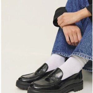 REFORMATION AGATHEA BLACK LOAFER, LUG SOLE SIZE 9